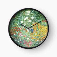 (HD. Flower garden, by Gustav Klimt . HIGH DEFINITION=6231) Wall Clock 12 Inch Funny Mantel & Tabletop Art Decor for Home Bedroom Office