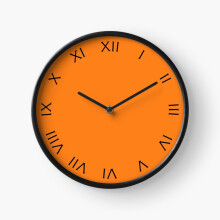 (Black Roman Numbers On Orange=6652) Wall Clock 12 Inch Funny Mantel & Tabletop Art Decor for Home Bedroom Office