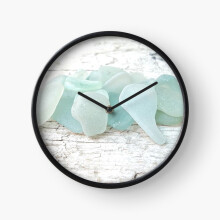 (Sea Foam Sea Glass Pale Pastels on Weathered White and Grey Wood Background=5934) Wall Clock 12 Inch Funny Mantel & Tabletop Art Decor for Home Bedroom Office