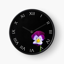 (Violet Flower White Roman Numbers=5901) Wall Clock 12 Inch Funny Mantel & Tabletop Art Decor for Home Bedroom Office