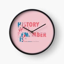 (History will Remember Us - Red White and Royal Blue=6523) Wall Clock 12 Inch Funny Mantel & Tabletop Art Decor for Home Bedroom Office
