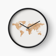 (Grey and Copper World Map=6889) Wall Clock 12 Inch Funny Mantel & Tabletop Art Decor for Home Bedroom Office