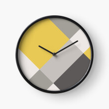 (Mustard Grey Patchwork =6581) Wall Clock 12 Inch Funny Mantel & Tabletop Art Decor for Home Bedroom Office