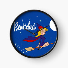 (Bewitched 60s retro=7131) Wall Clock 12 Inch Funny Mantel & Tabletop Art Decor for Home Bedroom Office