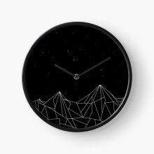 (Night Court Mountains - Black (OLD VERSION)=7114) Wall Clock 12 Inch Funny Mantel & Tabletop Art Decor for Home Bedroom Office