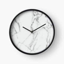 (White Marble with Grey Veins=7291) Wall Clock 12 Inch Funny Mantel & Tabletop Art Decor for Home Bedroom Office