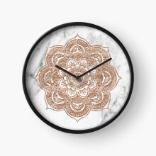 (Rose gold mandala on marble=7819) Wall Clock 12 Inch Funny Mantel & Tabletop Art Decor for Home Bedroom Office