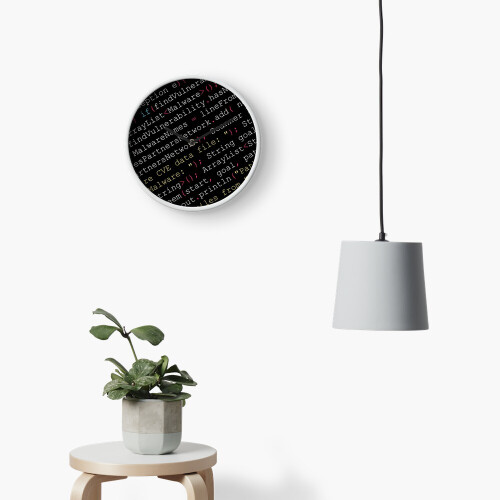 (Hacking Malware Source Code (Black, angled)=7406) Wall Clock 12 Inch Funny Mantel & Tabletop Art Decor for Home Bedroom Office 1