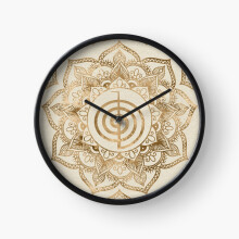 (Cho Ku Rei - pastel gold lotus mandala=7478) Wall Clock 12 Inch Funny Mantel & Tabletop Art Decor for Home Bedroom Office
