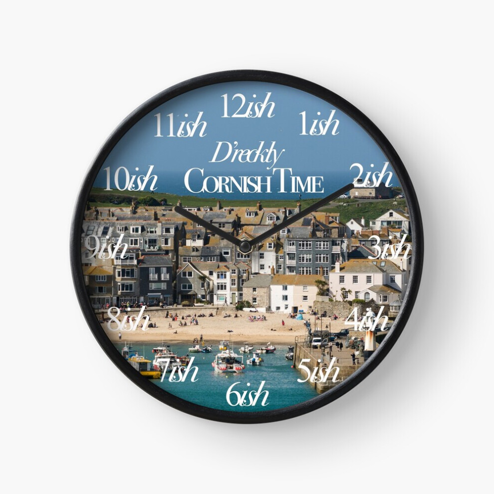 (Cornish Time St Ives Harbour=7524) Wall Clock 12 Inch Funny Mantel & Tabletop Art Decor for Home Bedroom Office