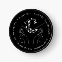 (Magical Kind Words - in white letters=7863) Wall Clock 12 Inch Funny Mantel & Tabletop Art Decor for Home Bedroom Office