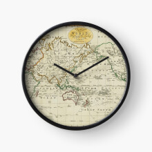 (A New and Complete Chart of the World Displaying the Tracks oftain Cook and other Modern Navigators=7923) Wall Clock 12 Inch Funny Mantel & Tabletop Art Decor for Home Bedroom Office