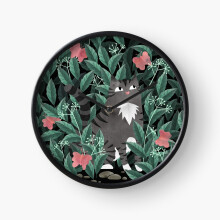 (Butterfly Garden (Tabby Cat Version)=7901) Wall Clock 12 Inch Funny Mantel & Tabletop Art Decor for Home Bedroom Office