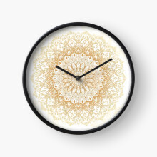 (Gold Mandala for May.=8433) Wall Clock 12 Inch Funny Mantel & Tabletop Art Decor for Home Bedroom Office