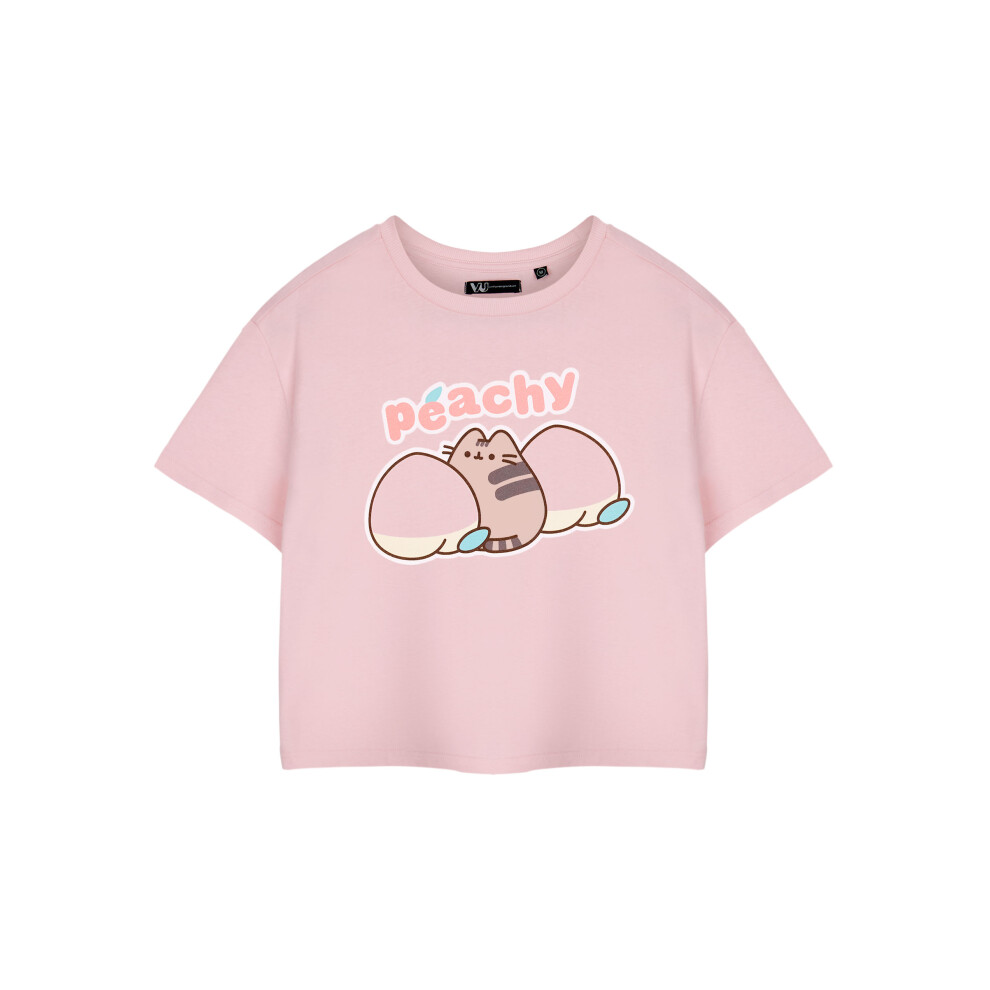 Pusheen Women's Pink (Xx-Large) Cropped Short Sleeved T-Shirt ( )