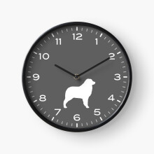 (Australian Shepherd - White Dog Silhouette(s)=9015) Wall Clock 12 Inch Funny Mantel & Tabletop Art Decor for Home Bedroom Office