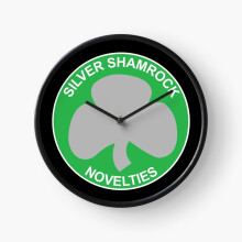 (Silver Shamrock Novelties Tshirt Halloween=9832) Wall Clock 12 Inch Funny Mantel & Tabletop Art Decor for Home Bedroom Office