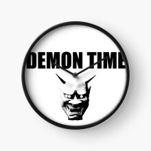 (Demon Time, Black Text=10008) Wall Clock 12 Inch Funny Mantel & Tabletop Art Decor for Home Bedroom Office