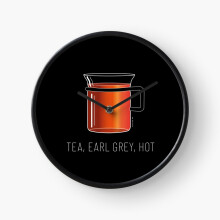 (Tea, Earl Grey, Hot -tain Picard, Star Trek TNG, (darks)=9924) Wall Clock 12 Inch Funny Mantel & Tabletop Art Decor for Home Bedroom Office