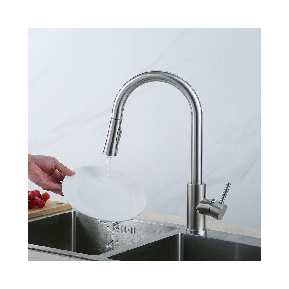 Silver Kitchen Taps Pull Out Spray Kitchen Mixer Tap Kitchen Faucet-image-OPC-PFFFPGW-NEW