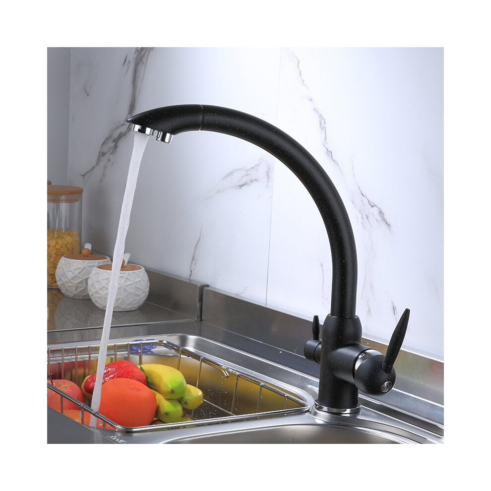 Black Kitchen Sink Mixer Tap Dual Lever Kitchen Faucet Swivel 8131010864435