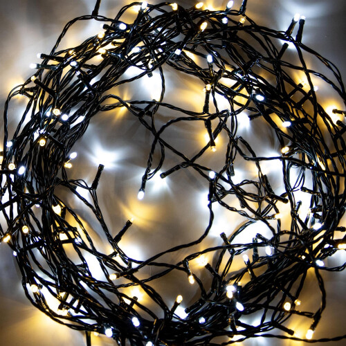 (750) Christmas Fairy Lights White + Warm White LED String Mains Operated 2