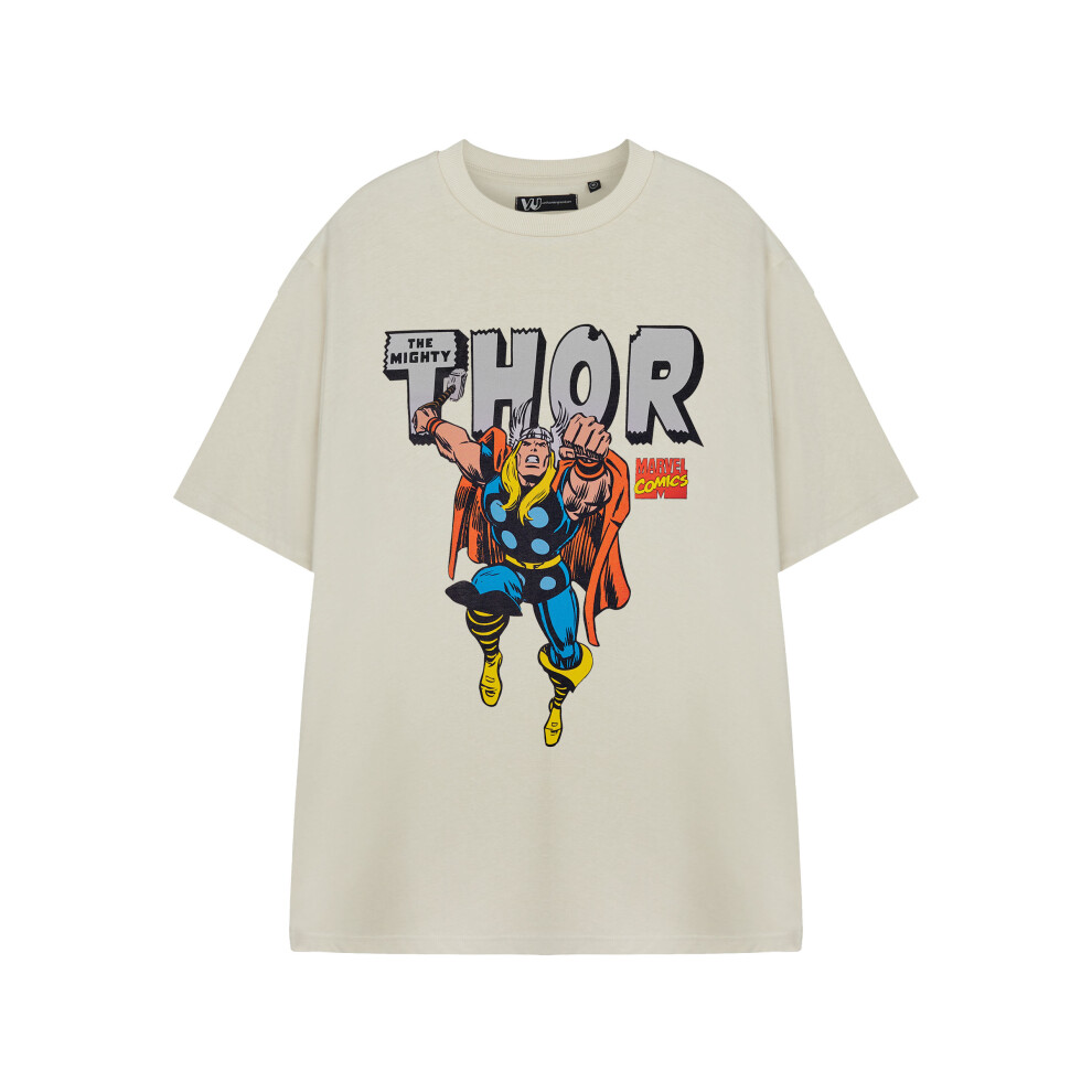 (Large) Marvel Short Sleeved T-Shirt (Mens Beige)