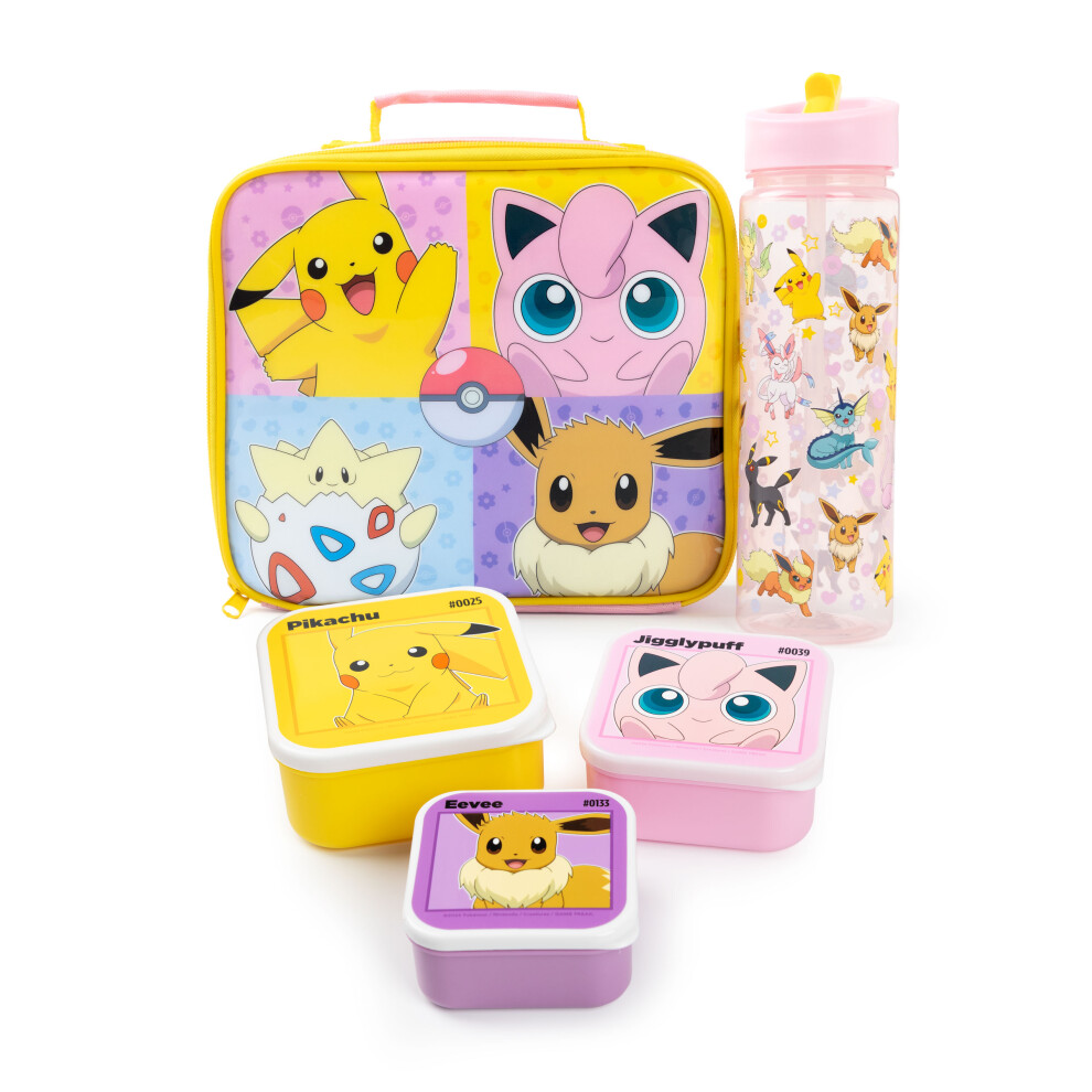 Pokemon Lunch Bag Bottle and 3 Snack Pot (Girls Multicoloured)