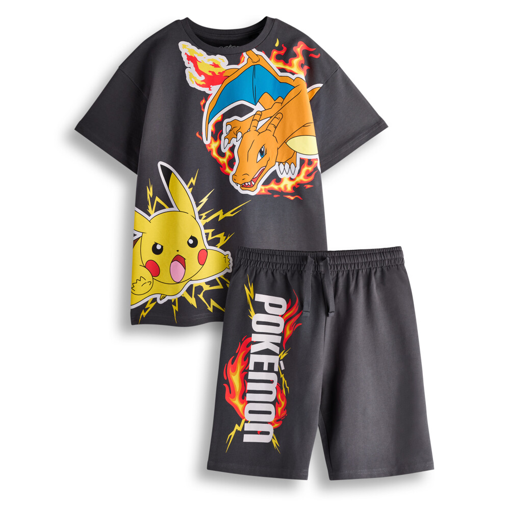 (13-14 Years) Pokemon T-Shirt and Shorts Set (Boys Black)