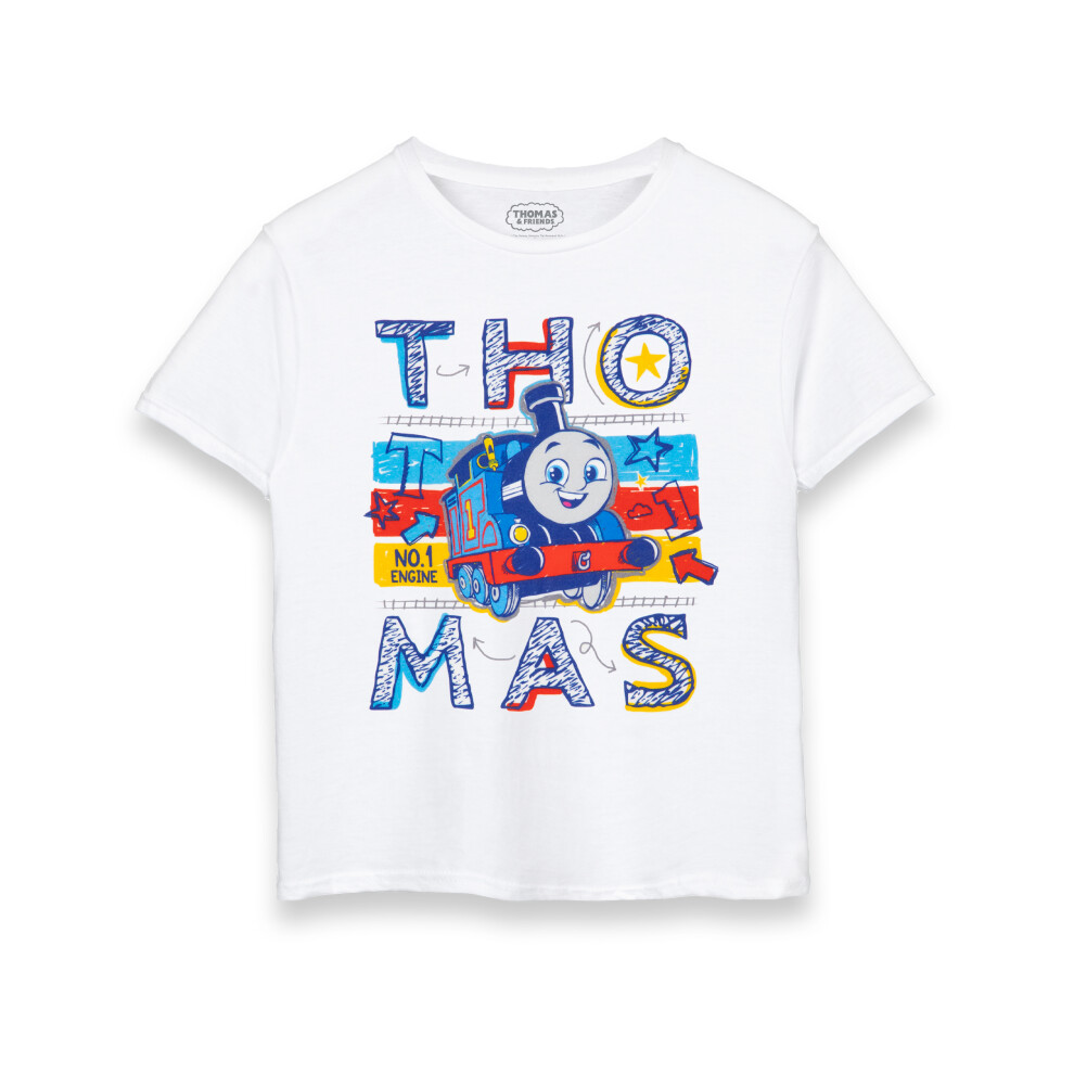 (5-6 Years) Thomas and Friends Short Sleeved T-Shirt (Boys White)