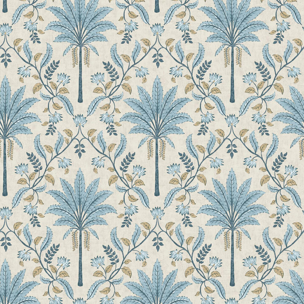 Holden Decor Palm Trellis Blue Wallpaper Tropical Leaves Stylish Feature Wall 5022976137516