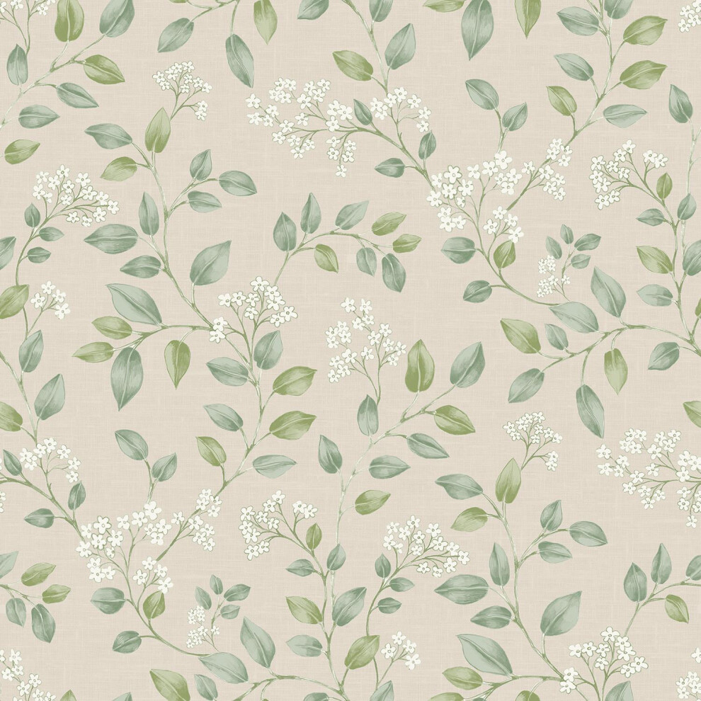 Grandeco - Forget Me Not Wallpaper - Floral Trail - Linen Texture - 10.05m - Image 6