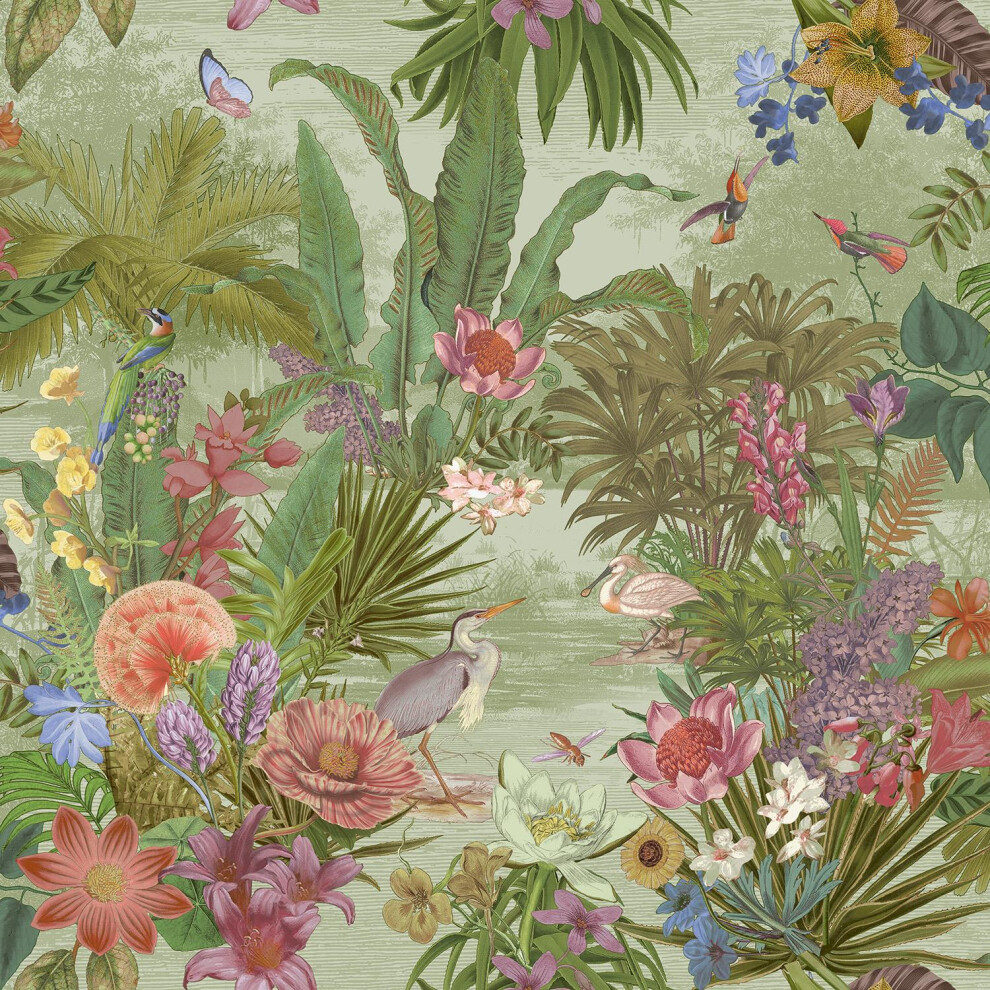 Floral Hall Green Wallpaper - Green - Image 7