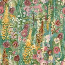 Grandeco Delphinium Green Pink Wallpaper Painted Floral Paste The Wall Vinyl