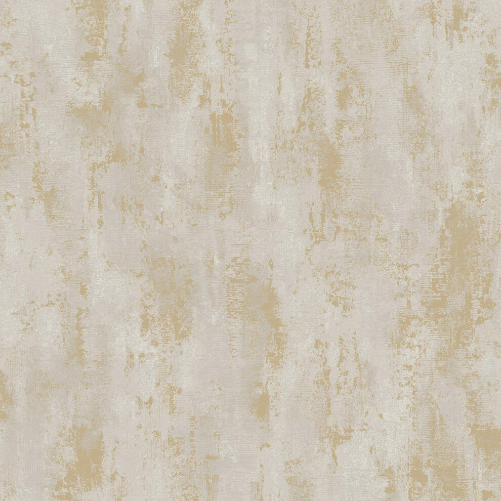 Grandeco Venetian Plain Taupe Metallic Gold Wallpaper Textured Blown Vinyl