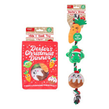 Christmas Plush Rope Tug Squeaky & Hide And Seek Treat Toys Pet Dog Puppy