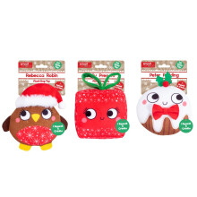 Set Of 3 Plush Christmas Dog Toys Squeaker Crinkles Pet Puppy Gift Xmas