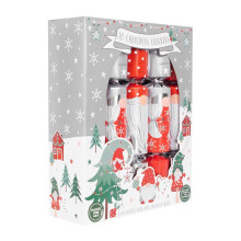 Set Of 10 Christmas Crackers Festive Gonks Red And Silver Festive Table DÃcor