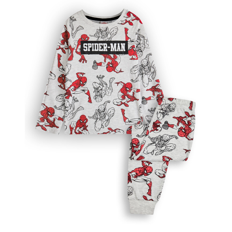 (7-8 Years) Marvel Long Sleeve Long Leg Pyjama Set (Boys Grey)