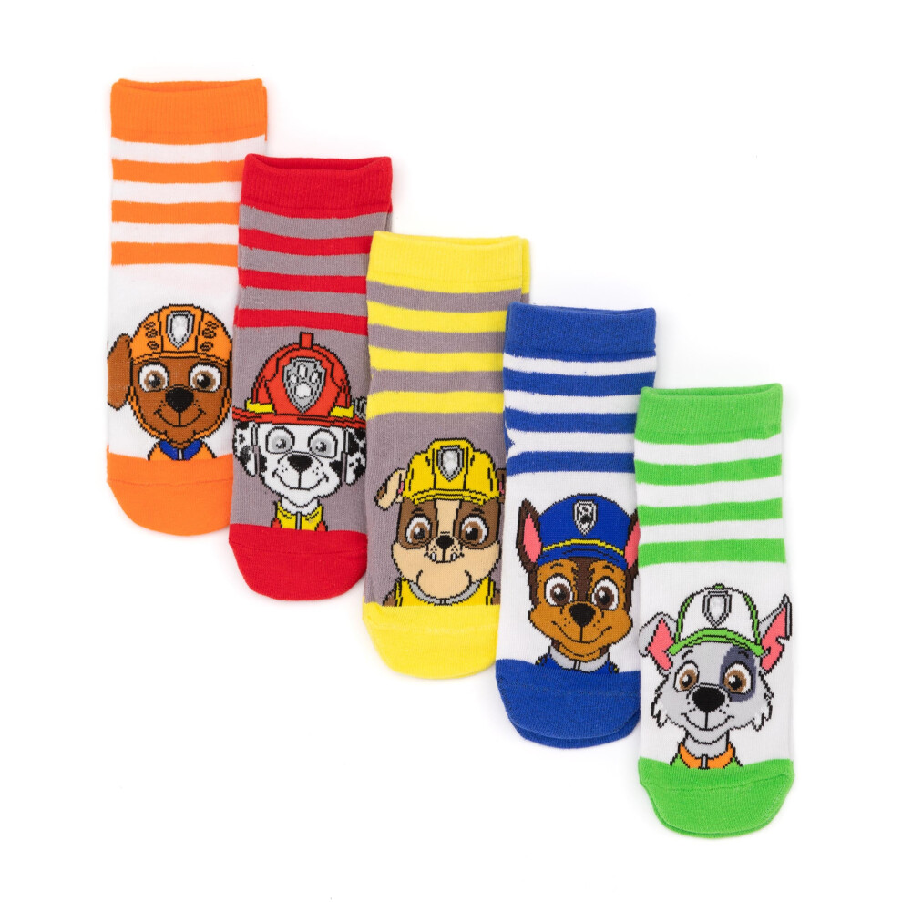 (3-5.5 UK Child) Paw Patrol Calf Socks Set of 5 (Boys Multicoloured)