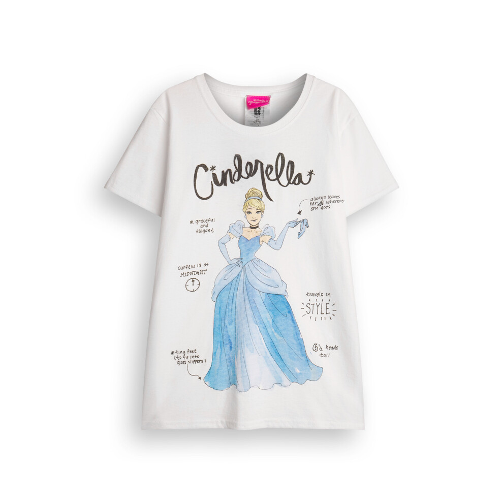 (7-8 Years) Disney Short Sleeved T-Shirt (Girls White)