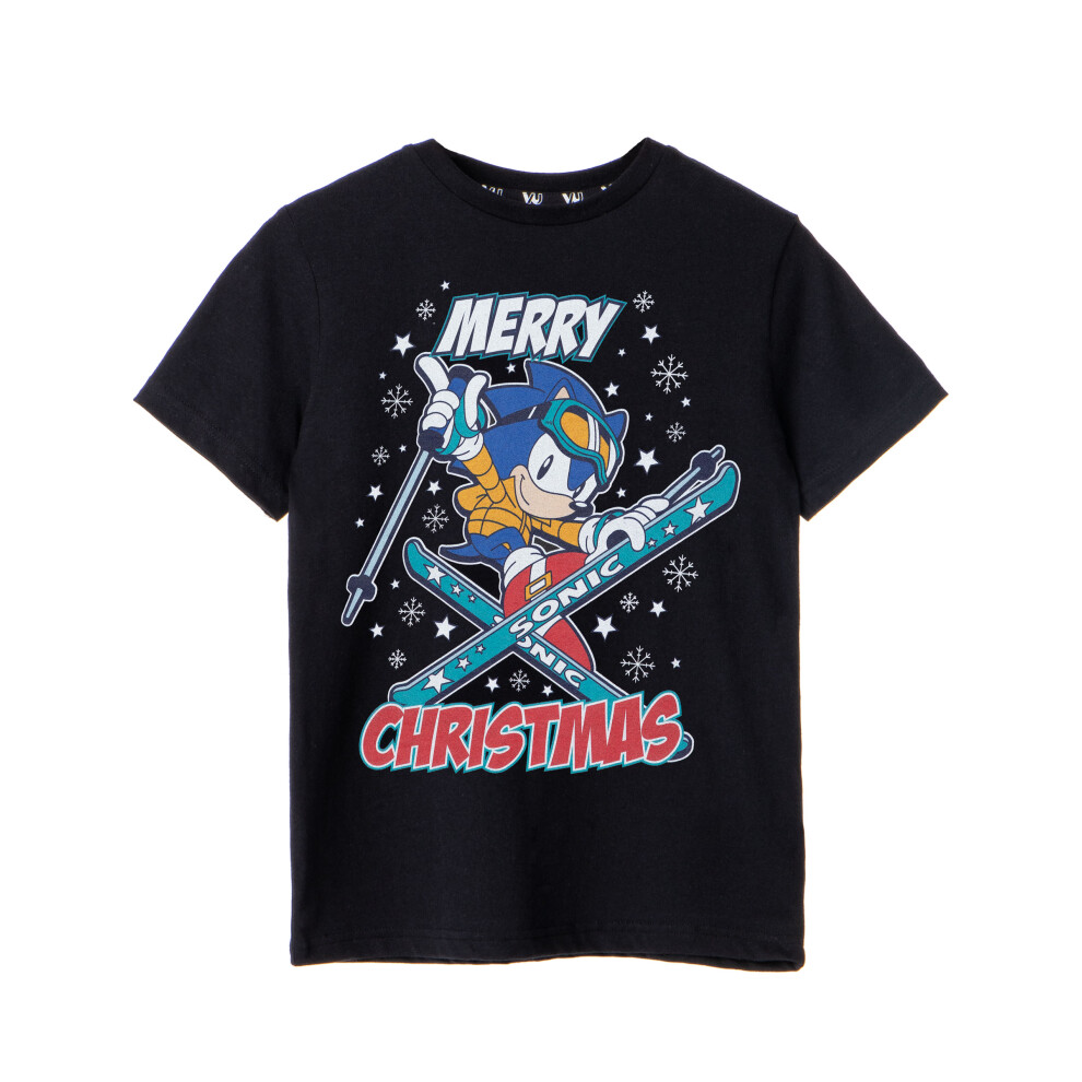 (11-12 Years) Sonic the Hedgehog Short Sleeved T-Shirt (Boys Black)