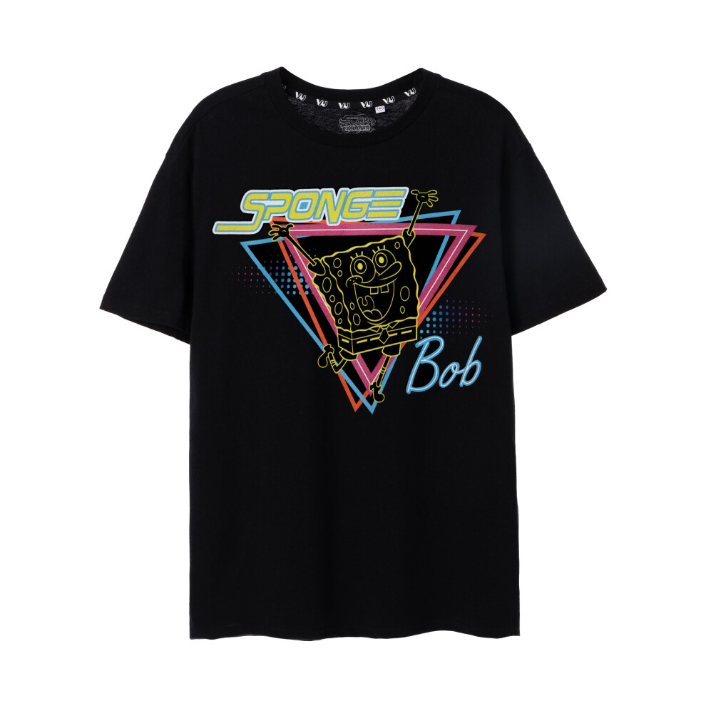 (Large) SpongeBob SquarePants Short Sleeved T-Shirt (Womens Black)