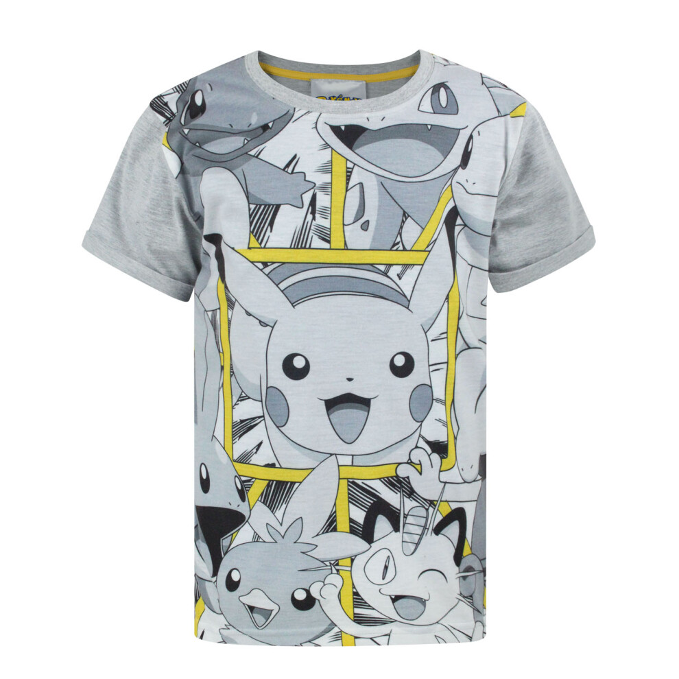 Pokemon Short Sleeved T-Shirt (Boys Grey)