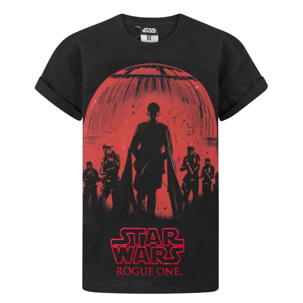 (5-6 Years) Star Wars T-Shirt Kids Boys Rogue One Characters Movie Red Foil Top