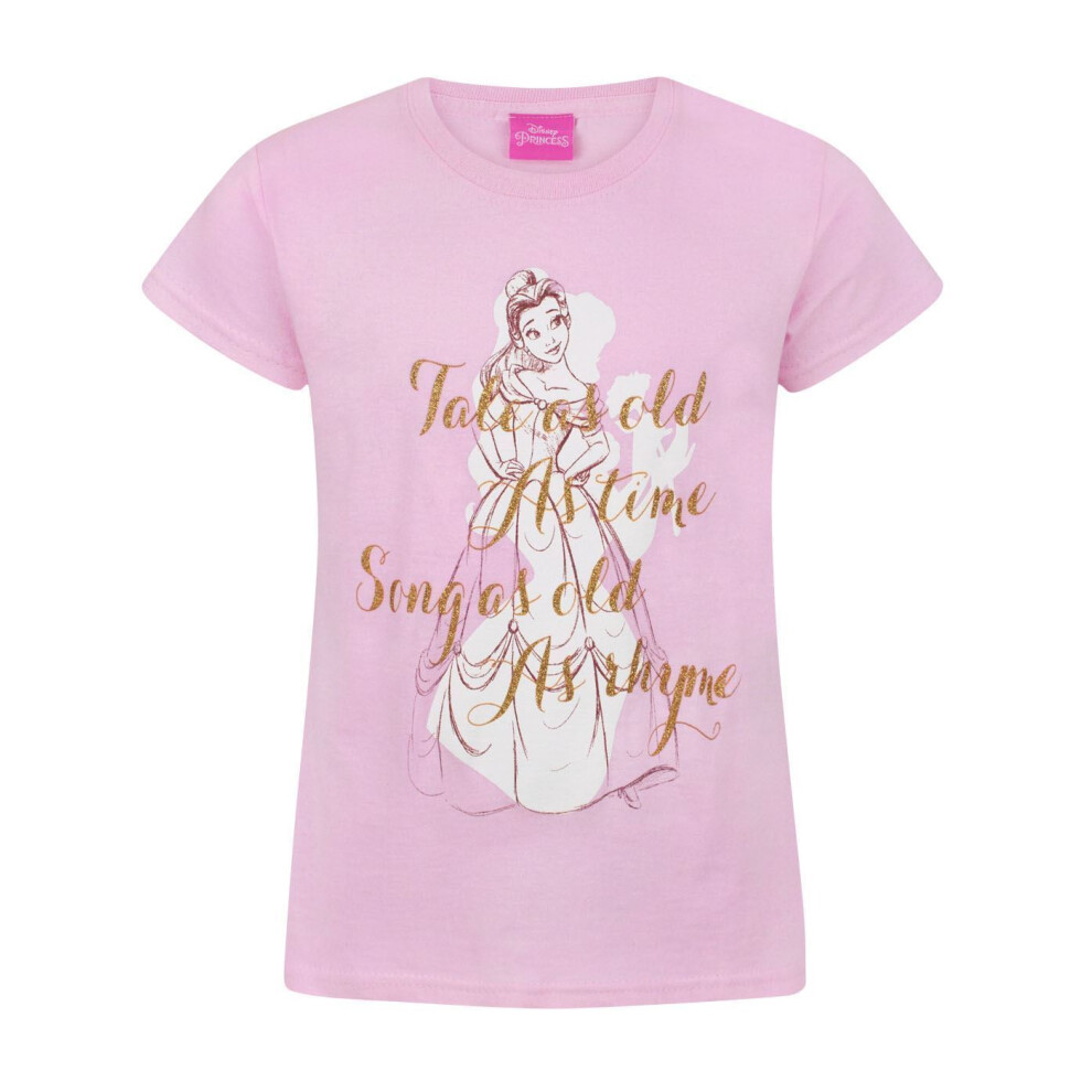 (7-8 Years) Disney Short Sleeved T-Shirt (Girls Pink)