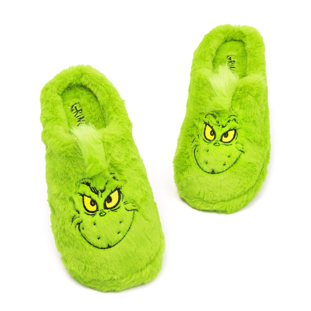 (5-6 UK) The Grinch Mule Slippers (Mens Green)