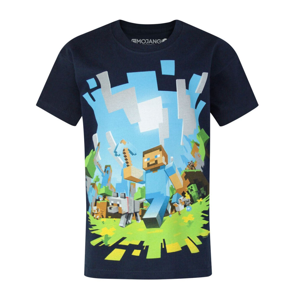 Minecraft Short Sleeved T-Shirt (Boys Blue)