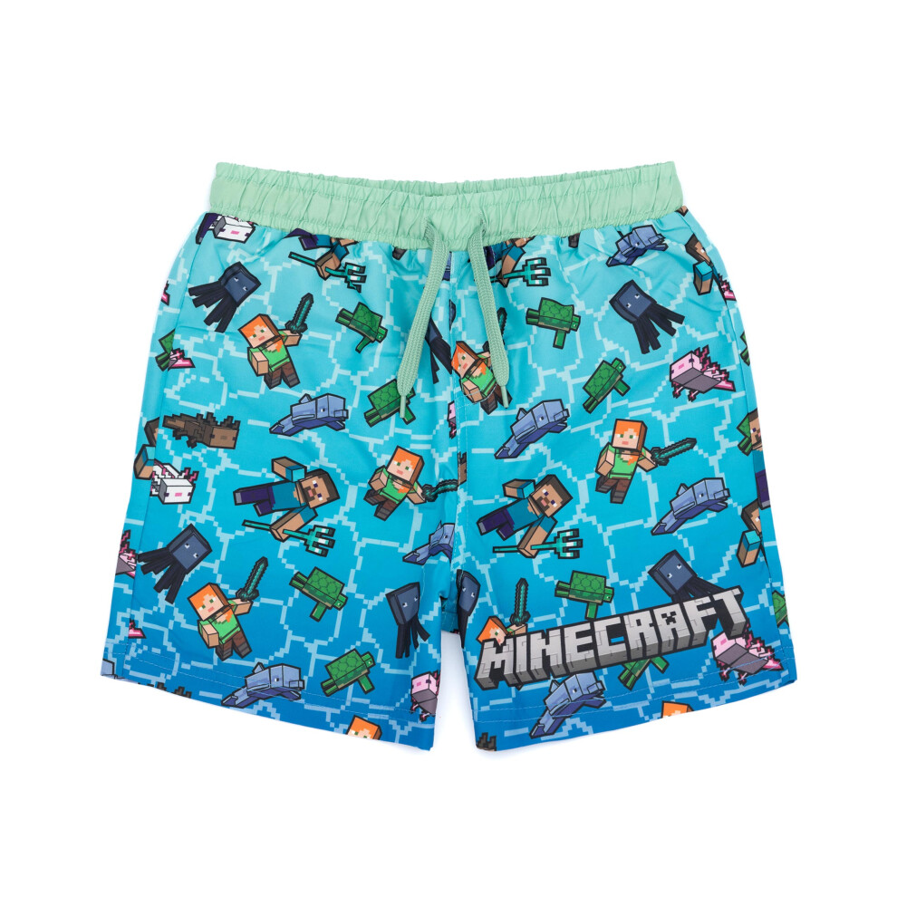 (11-12 Years) Minecraft Swim Shorts (Boys Blue)