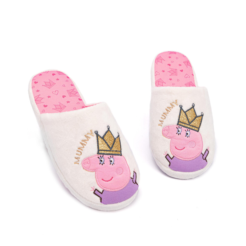 (3-4 UK) Peppa Pig Slippers Women Ladies Queen Mummy House Shoes Gift